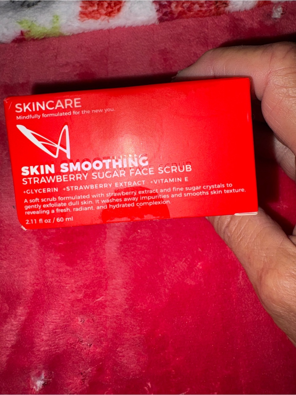 Skin Smoothing Strawberry Sugar Face Scrub - Red